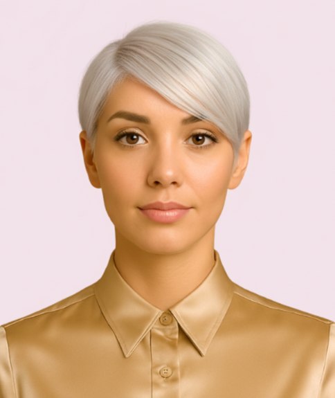 Coupe à la garçonne platine lisse et élégant