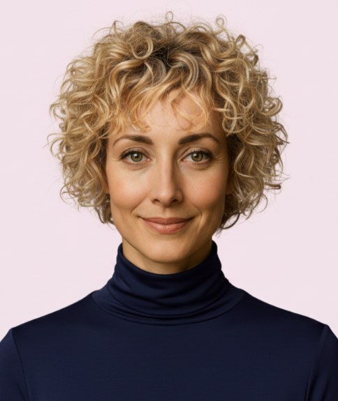 Cheveux courts et bouclés avec dégradé pour plus de mouvement