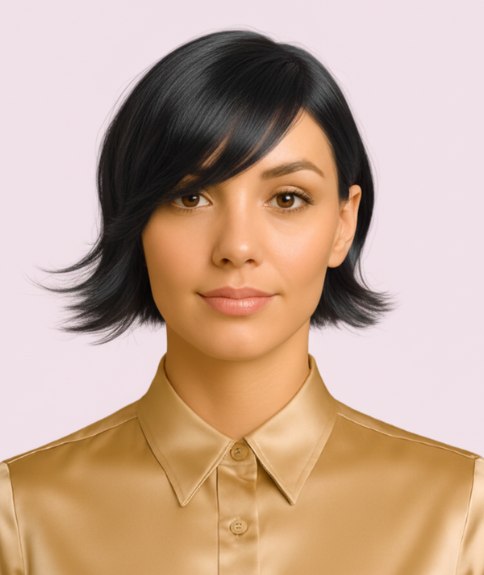 Carré chic sous la mâchoire avec frange