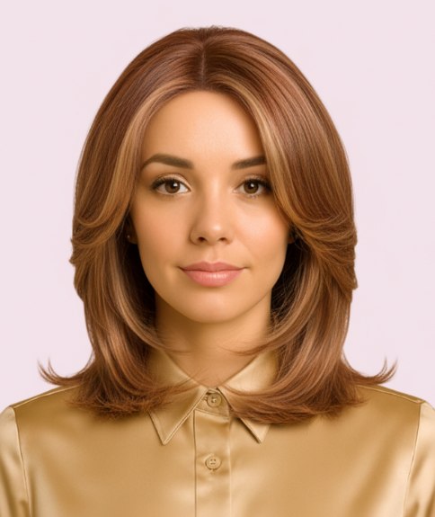 Coiffure mi-longue avec dégradé et mouvement