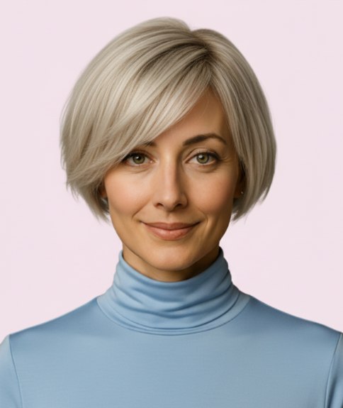 Carré blond cendré pratique avec dégradé