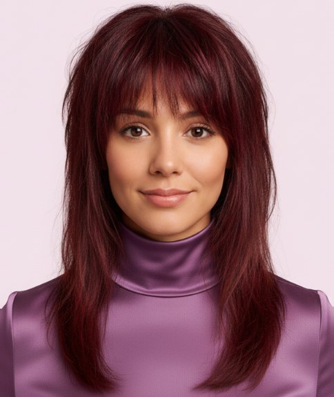 Long shag - Coiffure pour cheveux aux reflets roux