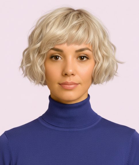 Carré court à effet décoiffé et pointes effilées