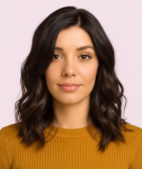 Coupe longue avec dégradé et ondulations