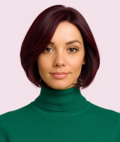 Carré brun chaud à hauteur de la mâchoire avec dégradé arrière