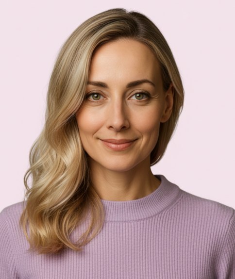 Coiffure longue balayée sur le côté avec dégradé accentuant les vagues