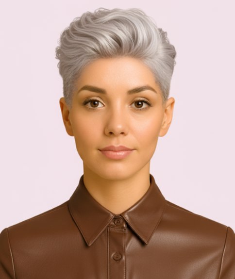 Cheveux courts féminins avec côtés rasés – Vue de côté