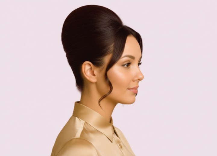 Coiffure relevée avec mèches – Vue de côté