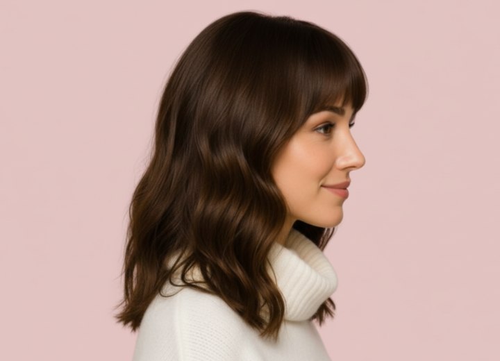 Coiffure longue avec des vagues souples – Vue de côté