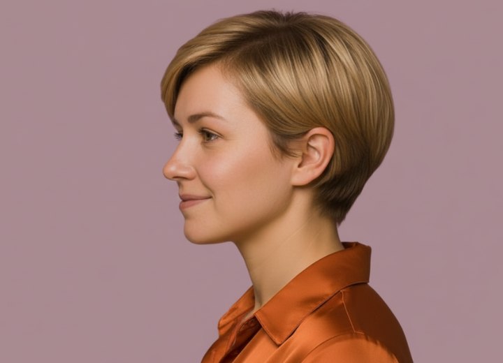 Coupe courte effilée pour femme – Vue de côté