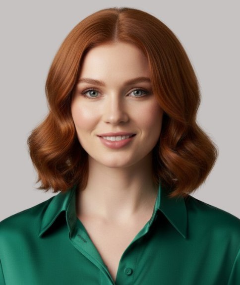 Coiffure mi-longue flatteuse aux ondulations romantiques