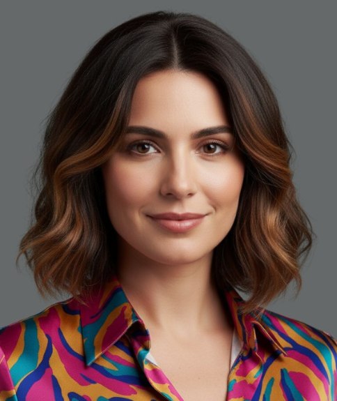 Carr&eacute; long tombant au niveau du col du chemisier