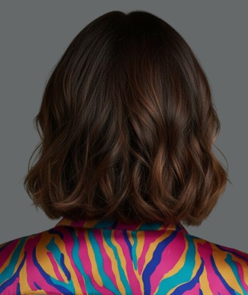 Carr&eacute; long ombr&eacute; avec ondulations douces &ndash; Vue de dos