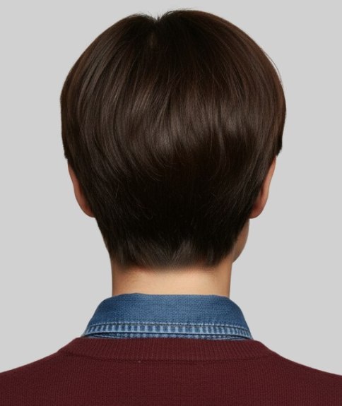 Coupe &agrave; la gar&ccedil;onne avec nuque effil&eacute;e &ndash; Vue de dos