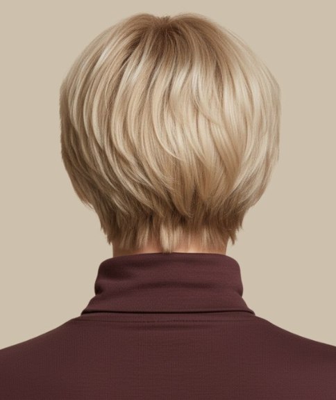 Coupe courte &agrave; la forme arrondie &ndash; Vue de dos