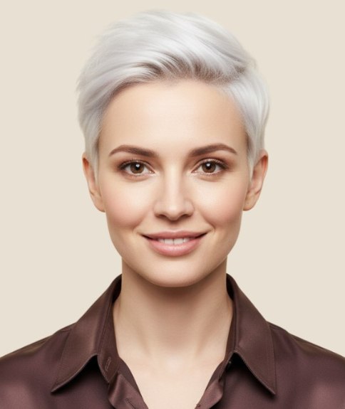 Cheveux blonds ultra-courts au style tendance