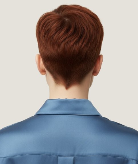 Cheveux courts auburn aux reflets cuivr&eacute;s &ndash; Vue de dos