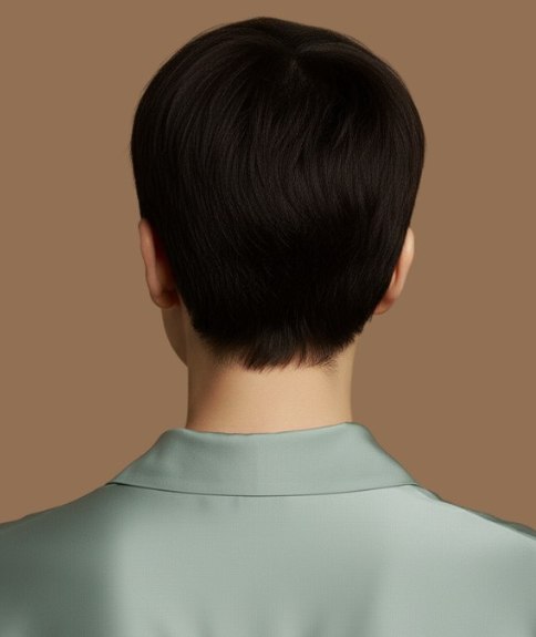 Cheveux courts brun espresso &ndash; Vue de dos