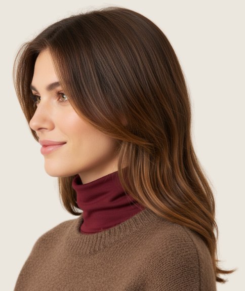 Coiffure longue aux ondulations souples &ndash; Vue de profil