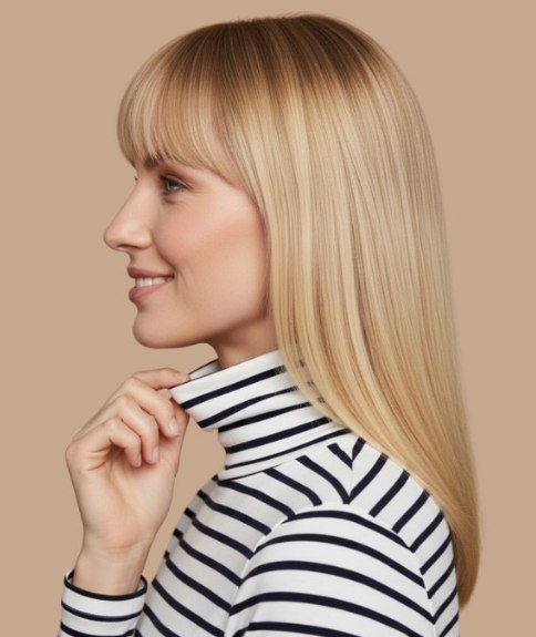 Cheveux longs avec balayage du brun au caramel &ndash; Vue de dos